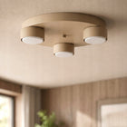 Plafon lampa pod sufit na okrągłej podstawie 3x GX53 beżowa kaszmir ecru oprawa metalowa 3-punktowa do salonu korytarza