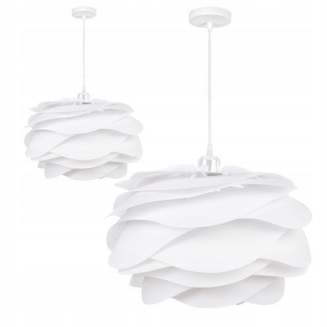 Nowoczesna lampa sufitowa wisząca żyrandol LED Biała E27 Róża oprawa oświetleniowa, 1 punkt świetlny, klosz 30 cm z tworzywa