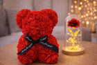 Zestaw prezentowy wieczna róża w szkle LED miś z róż w pudełku flower box ozdoba walentynkowa 26 cm dekoracja świetlna