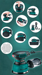 Szlifierka mimośrodowa oscylacyjna 3w1 z regulacją 125mm elektryczna PADx20 do szlifowania, sieciowa 300 w, lekka 1,36
