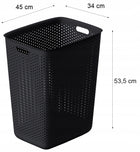 Kosz na pranie 60l z pokrywą i koszyk 3,5l zestaw 2 szt ażurowy z uchwytami pojemnik na bieliznę, plastikowy