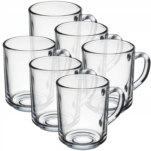 Szklanki do herbaty szklanka 6 SZT z uchem 200ml kubki komplet szklanek do kawy, bezbarwne szkło, można myć w zmywarce