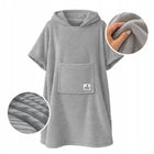 Koc bluza, kocobluza, ciepła narzuta z kapturem, szary Oversize miękka otulacz do relaksu, okrycie domowe, poliester