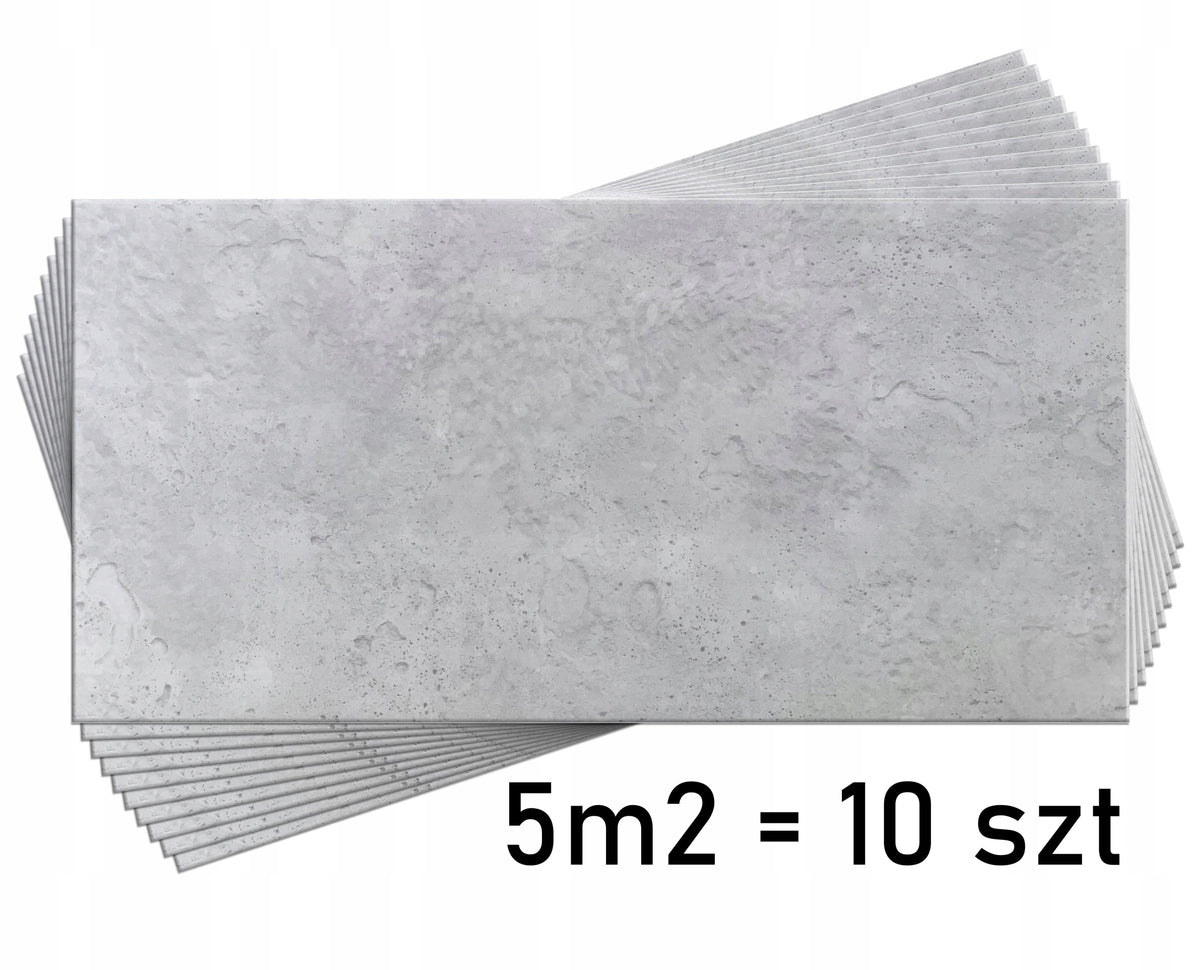 Panele ścienne Beton architektoniczny tynk 100x50cm 0,5m2 6914XL - 10 szt. dekoracyjna okładzina z tworzywa, szara