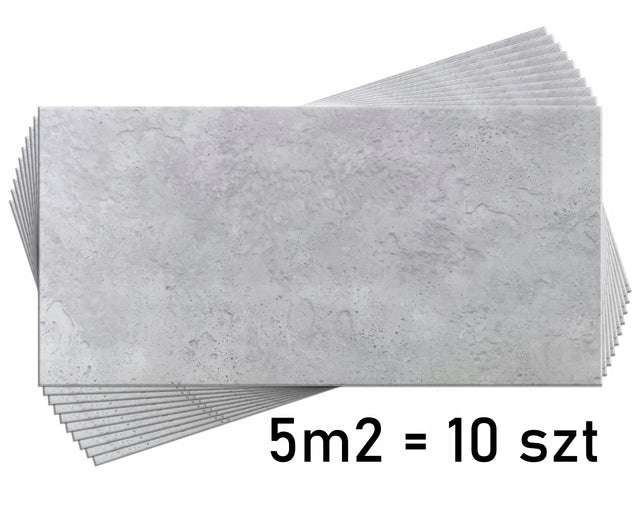 Panele ścienne Beton architektoniczny tynk 100x50cm 0,5m2 6914XL - 10 szt. dekoracyjna okładzina z tworzywa, szara, grubość 3 mm