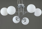 Lampa wisząca sufitowa żyrandol kule chrom nowoczesna Led mleczna plafon do salonu i sypialni, 6-punktowa, szklane