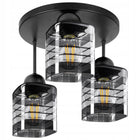 Lampa Sufitowa Wisząca Kinkiet Oprawa Żyrandol 3x E27 LED Szklana Czarna czarny