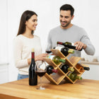 Stojak na wino wina alkohole butelki drewniany bambusowy regał na 8 miejsc organizer do trunków, przechowywanie w