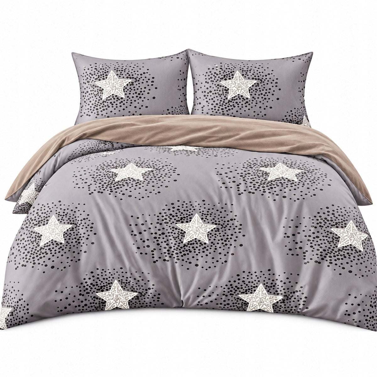 Pościel Bawełna Satynowa 200x220 + 2x70x80 NELA Designerski Komplet zestaw 3 części, poszewki na poduszki, zamek