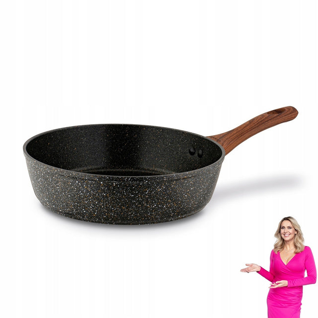 Patelnia głęboka Granitowa Indukcja GAZ solidna KonigHOFFER Pescado 24 cm na kuchnię ceramiczną i elektryczną, nienagrzewające się uchwyty