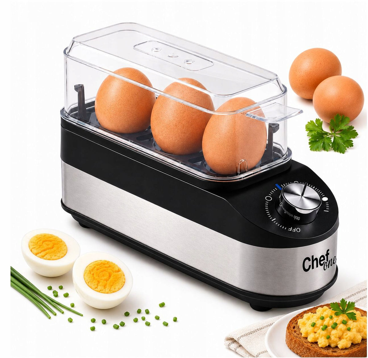 ChefOne SE-D031 jajowar do gotowania jajek automat do jaj na 3 sztuki 210 w srebrny/szary