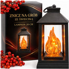 Znicz na grób ze świeczką lampion latarnia nagrobna LED ruchomy płomień wkład elektryczny, świeca cmentarna, 20 cm