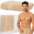 2x ręcznik kąpielowy 70x140 duży 100% bawełna 500g gruby hotelowy SPA BEŻ szybkoschnące tekstylia łazienkowe z