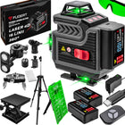 Laser krzyżowy 360 zielony poziomica laserowa płaszczyznowa 4D 2xAKU statyw samopoziomujący, 16 wiązek, zasięg 60 m