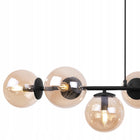 Lampa sufitowa wisząca żyrandol czarna glamour listwa szklane kule nad stół do salonu i jadalni, 8 punktów światła