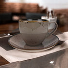 Alumina Bogucice Cottage Cappuccino Filiżanka ze spodkiem 300 ml kubek porcelanowy do kawy, beżowy w kropki