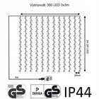 KURTYNA ŚWIETLNA ZWISAJĄCE LAMPKI SOPLE 3x3 300LED
