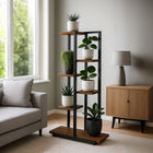 Kwietnik Stojący Metalowy Drewno Loft Stojak Na Kwiaty Rośliny Półki 113cm organizer na doniczki do 6 sztuk