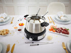 ZESTAW DO FONDUE FOUNDE 8 OSÓB ELEKTRYCZNY GARNEK ZE STALI 1500W WIDELCZYKI na ser i czekoladę, pojemność 3 l, czerwony