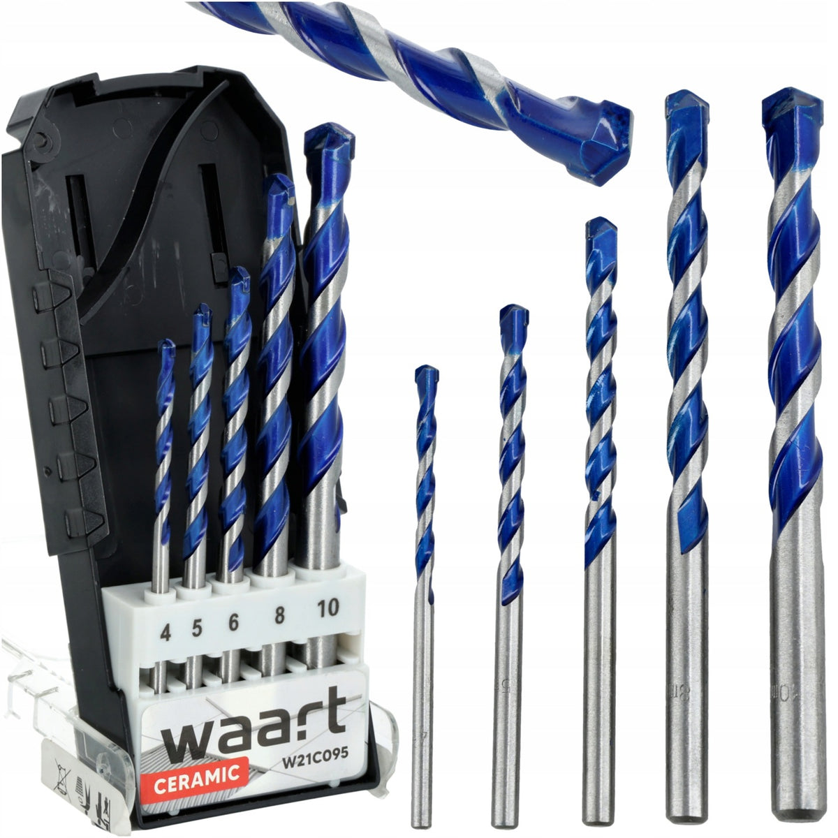 Zestaw wierteł wiertła 4,5,6,8,10mm do ceramiki gresu płytek 5szt waart