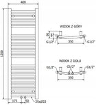 Grzejnik łazienkowy pionowy drabinka czarny Mexen Ares 1200x400 wodny 400 mm 1200 mm grzewcza