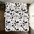 Pościel 140x200 +1 Poszewka 70x80 Komplet Pościeli happy COW krówka krowa biała bielizna sypialniana, na kołdrę i