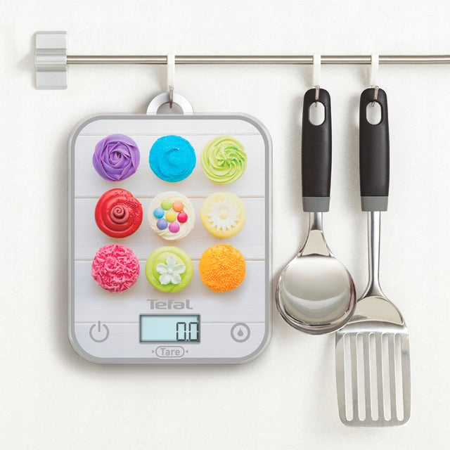 Waga kuchenna Tefal Optiss BC0D4 5kg precyzyjna do 1g baterie szklana, tarowanie, pomiar gramów i mililitrów, odmierzanie składników