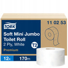 Tork Mini Jumbo T2 110253 papier toaletowy do dozownika, 2-warstwowy z recyklingu, biały bezzapachowy, 850 listków, 12