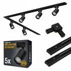 Zestaw Szynoprzewód Szyna 3m + 5x Lampa GU10 LED czarne oświetlenie sufitowe, reflektory kierunkowe do salonu i kuchni