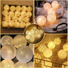 LAMPKI KULE COTTON BALLS GIRLANDA 20 LED ŚWIETLNA KULE USB +PILOT dekoracja wnętrz, ozdoba do pokoju, białe kulki 6 cm