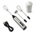 Spieniacz do mleka ręczny elektryczny ubijaczka do piany kawy jajek USB 2W1 mikser do cappuccino, kakao, czarny 400 ml