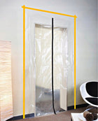 Kurtyna przeciwpyłowa drzwi remontowe budowlane z zamkiem +taśma niebieska foliowa osłona na czas prac, 110 × 220 cm