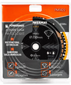 Tarcza diamentowa Powermat 230 mm uniwersalna 22,2 mm tnąca do betonu, cegły, drewna, kamienia, metalu, PCV, stali i