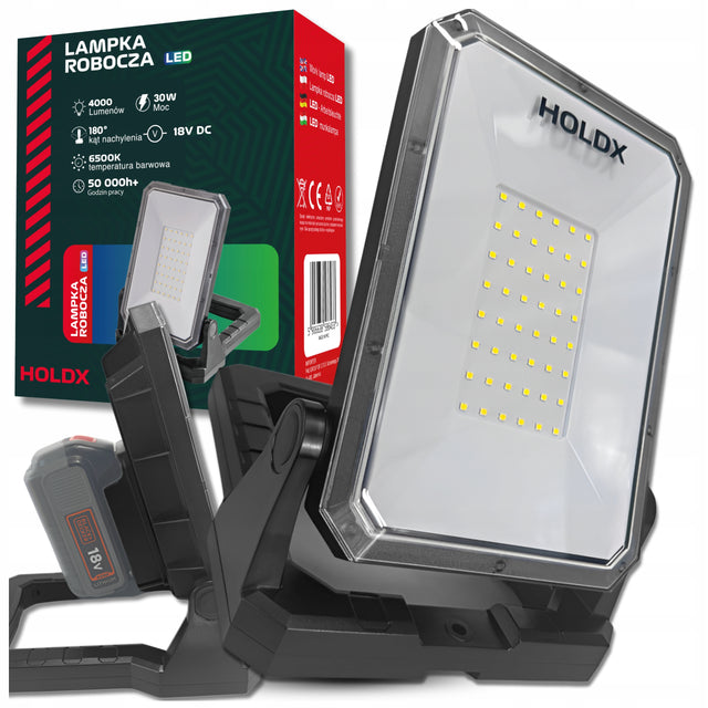 Lampa robocza halogen LED do black&decker z USB 6500K przenośna budowlana naświetlacz stojący 4000 lm 30 w warsztat garaż