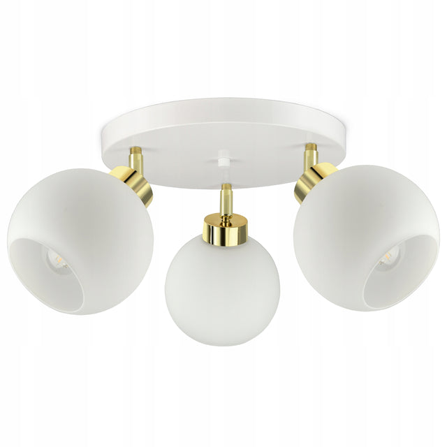 Lampa Wisząca Sufitowa Żyrandol Biała Szklane Kule White Glass EG3 LED E27 do salonu i jadalni, 3 źródła światła, klosze 13 cm, maks. 60 w