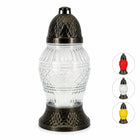 6 x Znicz szklany LA503 26cm, wkład 80g, czas palenia 18h, mix kolorów lampion nagrobny parafinowy na cmentarz