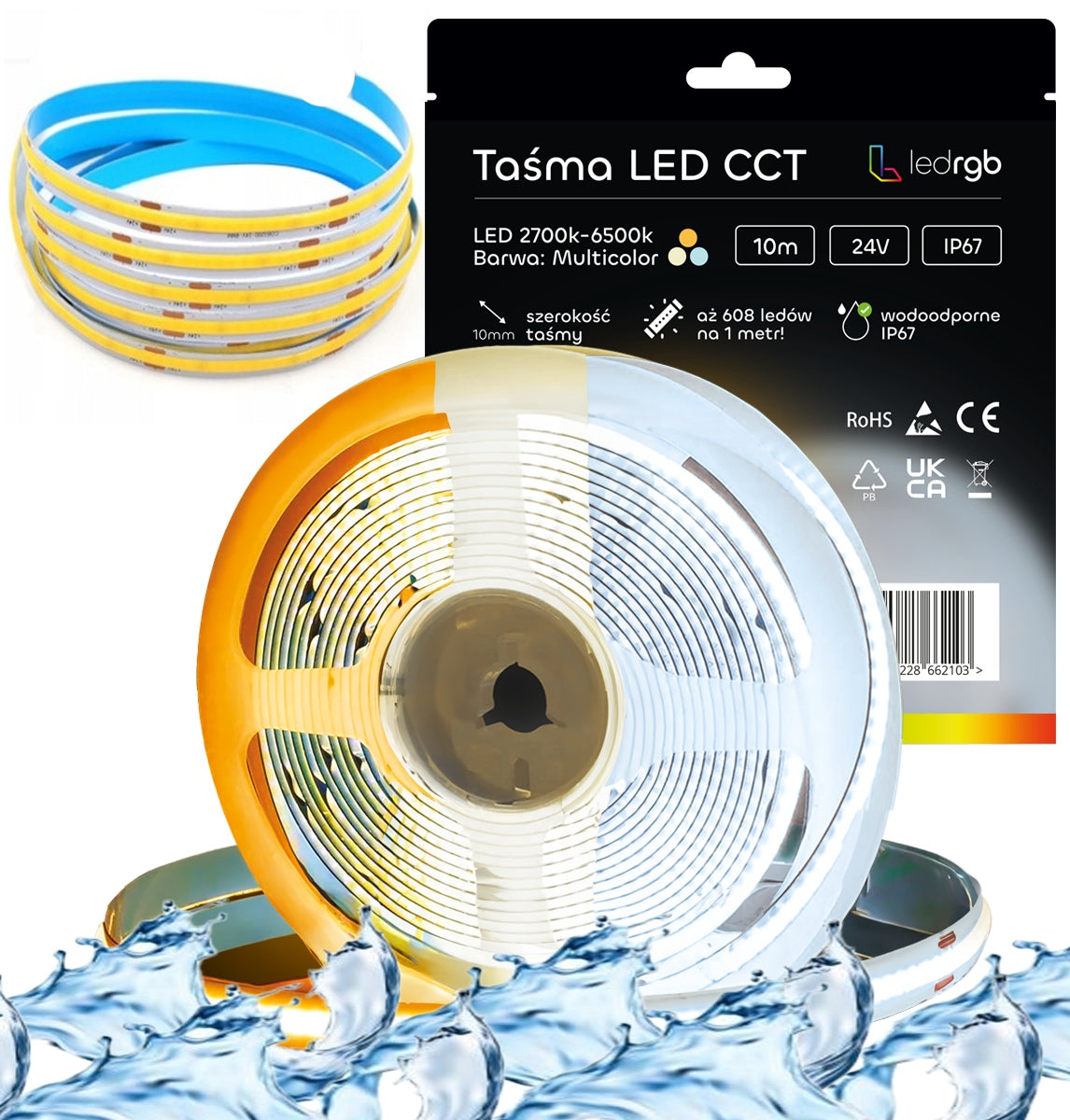 Taśma LED Neon COB 24V 1m IP67 CCT 2700-6500K biała ciepła neutralna zimna ściemnialna listwa oświetleniowa zmienna