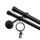 Karnisz podwójny metalowy 200 CM 19+16 MM z kółkami czarny MAT classic do zasłon i firan, drążek okienny