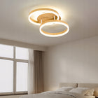 Lampa sufitowa LED Double Circle50CM,ściemniana,36W,z pilotem,Wygląd drewna plafon okrągły do salonu, białe światło