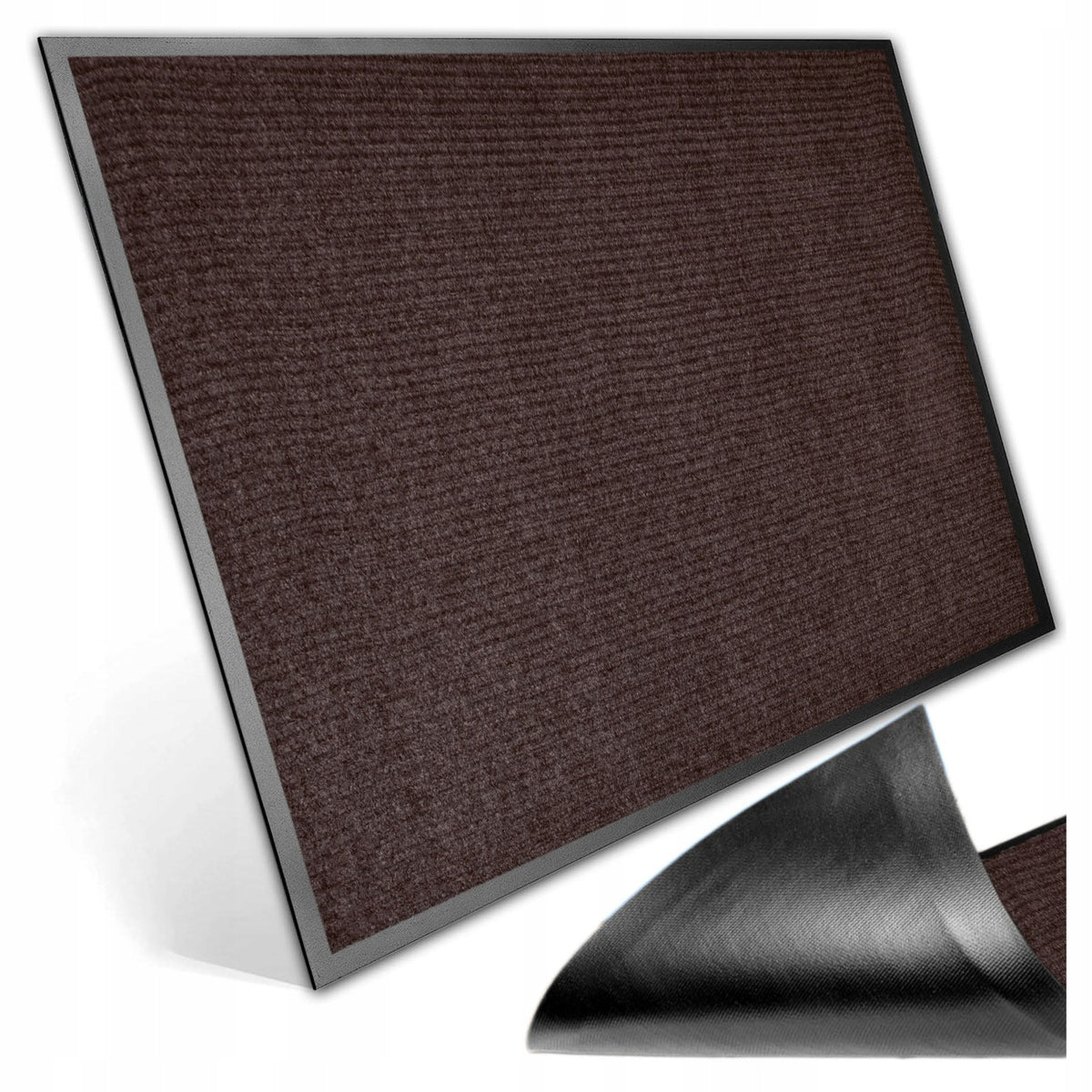 Wycieraczka do butów domu pod drzwi wejściowa duża gumowa mocna 60X90 cm mata tekstylna PVC brązowa wewnętrzna 7 mm