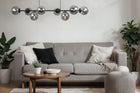 Lampa sufitowa żyrandol czarny do kuchni salonu pokoju glamour loft kule oświetlenie wiszące, 8 punktów świetlnych