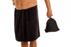 ZESTAW CZARNY SAUNA SPA - KILT / RĘCZNIK 50*140 BAWEŁNA + CZAPKA FILCOWA pareo kąpielowe, okrycie po kąpieli, z gumką i