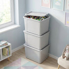 Pojemnik plastikowy z pokrywą organizer praktyczny szary 30l układaj w stos pudełko do przechowywania rzeczy 40x33x20 cm