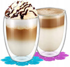 6x SZKLANKI TERMICZNE DO KAWY LATTE DRINKÓW 350ml ATESTOWANE z podwójną ścianką, do herbaty, przezroczyste szkło