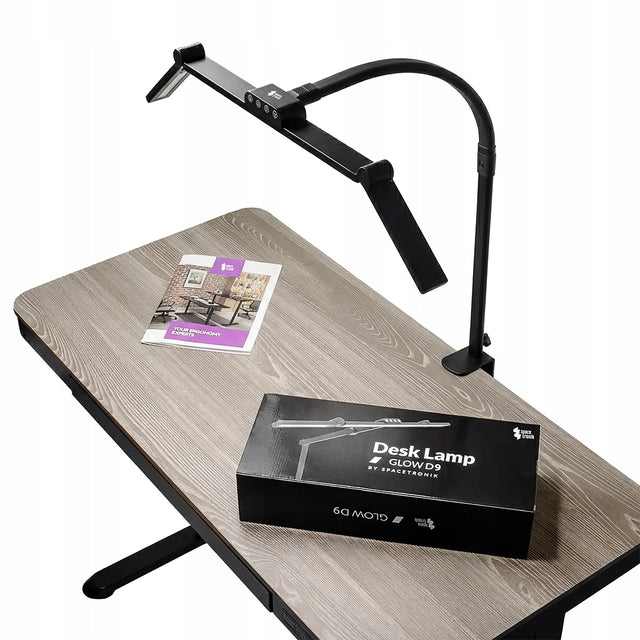 Lampa biurkowa LED Kreślarska Bezcieniowa regulowana Spacetronik Glow D9 na klips, ściemniana, dotykowy włącznik, zmienna barwa, do pracy i nauki