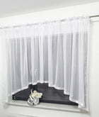 Firana 300 x 130 CM ŁUK biała firany lamówka woalowa dekoracja okienna gładka, klasyczna, na taśmę, tunel lub żabki