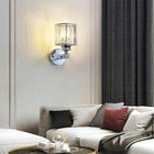 LAMPA ŚCIENNA E27 KINKIET KRYSZTAŁOWY LOFT CHROM NOWOCZESNY DO SALONU oprawa dekoracyjna metalowa srebrna 1 punkt