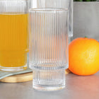 6x Szklanki RYFLOWANE do napojów wody drinków zestaw komplet szklanek 320ml bezbarwne szkło, do serwowania, można myć w
