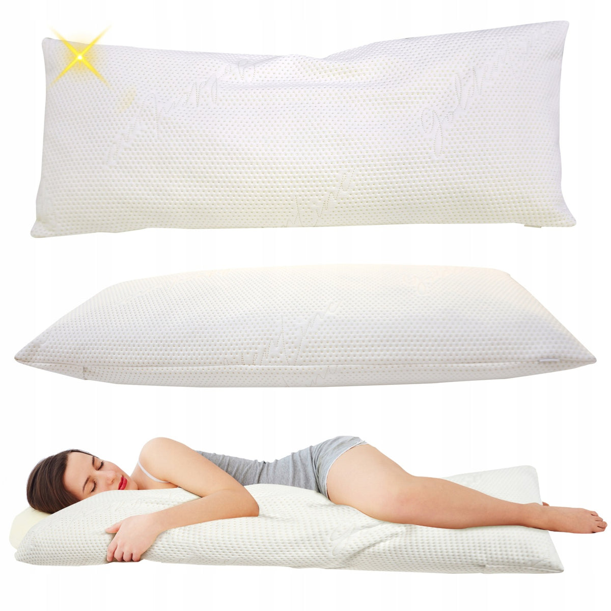 Poduszka do przytulania długa 125x50cm Golden Dream do spania na boku visco body pillow, wypełnienie piankowe