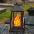 Znicz na grób ze świeczką lampion latarnia nagrobna LED ruchomy płomień wkład elektryczny, świeca cmentarna, 20 cm